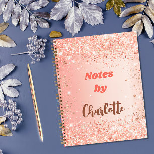 Oranje roosgoud naam script notitieboek