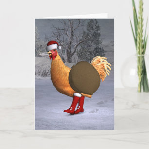Oranje Rooster Santa Claus Feestdagen Kaart