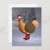 Oranje Rooster Santa Claus Feestdagenkaart (Voorkant / Achterkant)