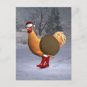 Oranje Rooster Santa Claus Feestdagenkaart (Voorkant)