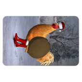 Oranje Rooster Santa Claus Magneet (Horizontaal)