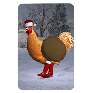 Oranje Rooster Santa Claus Magneet