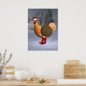 Oranje Rooster Santa Claus Poster (Keuken)