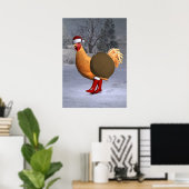 Oranje Rooster Santa Claus Poster (Thuiskantoor)