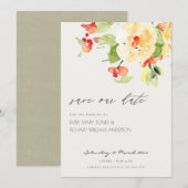 ORANJE ROSE WATERVERF FLORAL BEWAREN DE DATUM SAVE THE DATE (Voorkant / Achterkant)