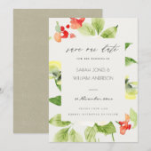 ORANJE ROSE WATERVERF FLORAL BEWAREN DE DATUM SAVE THE DATE (Voorkant / Achterkant)