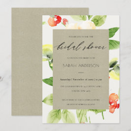 ORANJE ROSE WATERVERF FLORAL VRIJGEZELLENFEEST KAART