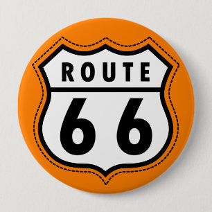 Oranje route 66 wegmarkering ronde button 4,0 cm
