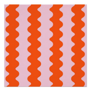 Oranje Roze Abstracte Streep Groovy Spring Perfect Poster