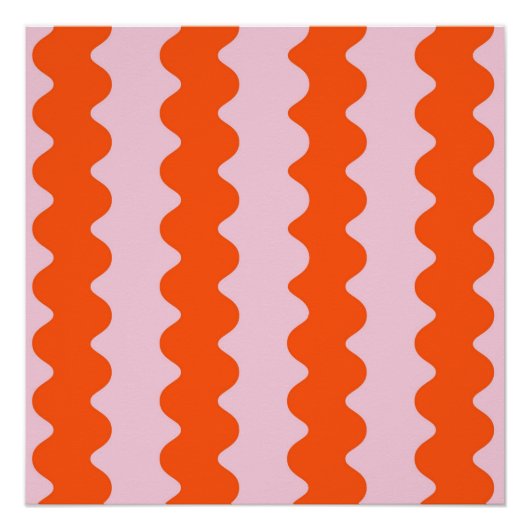 Oranje Roze Abstracte Streep Groovy Spring Perfect Poster (Voorkant)