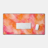 Oranje Roze Alcohol Ink Patroon Bureaumat (Keyboard & Muis)