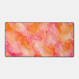 Oranje Roze Alcohol Ink Patroon Bureaumat