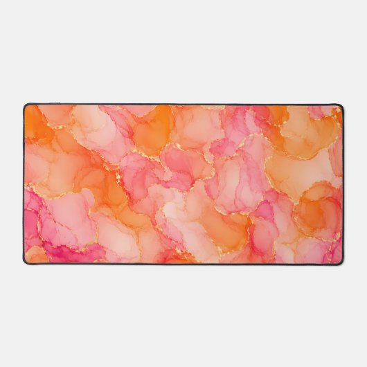 Oranje Roze Alcohol Ink Patroon Bureaumat (Voorkant)