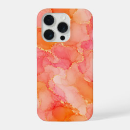 Oranje Roze Alcohol Inkt Patroon iPhone 15 Pro Case