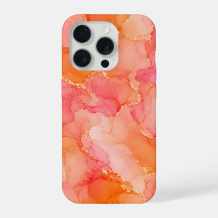 Oranje Roze Alcohol Inkt Patroon iPhone 15 Pro Case