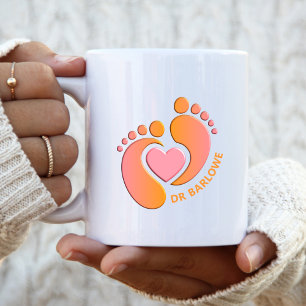 Oranje Roze Baby Voetjes Hart Mok