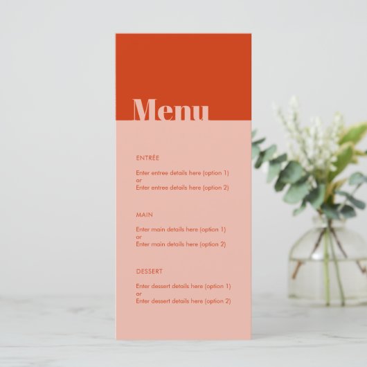 Oranje roze band met een oude moderne minimale ty menu (Staand voorkant)