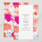 Oranje Roze Blauw Abstract Modern Baby shower Kaart (Voorkant / Achterkant)