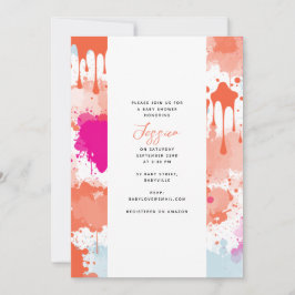 Oranje Roze Blauw Abstract Modern Baby shower Kaart