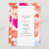 Oranje Roze Blauw Abstract Moderne Bruidsmeisjesfe Kaart (Voorkant / Achterkant)