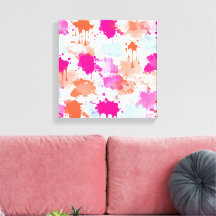 Oranje Roze Blauw Abstract Moderne Verfspatten