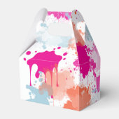 Oranje Roze Blauw Abstract Moderne Verfstreepjes Bedankdoosjes (Achterkant)