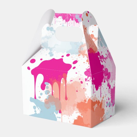 Oranje Roze Blauw Abstract Moderne Verfstreepjes Bedankdoosjes (Achterkant)