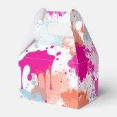 Oranje Roze Blauw Abstract Moderne Verfstreepjes Bedankdoosjes (Achterkant)