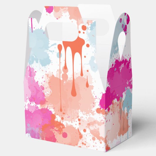 Oranje Roze Blauw Abstract Moderne Verfstreepjes Bedankdoosjes (Geopend)