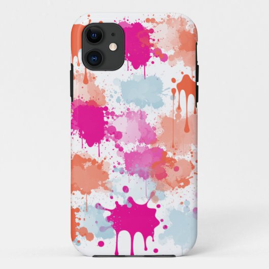 Oranje Roze Blauw Abstract Moderne Verfstreepjes Case-Mate iPhone Case (Achterkant)
