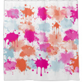 Oranje Roze Blauw Abstract Moderne Verfstreepjes Douchegordijn (Voorkant)