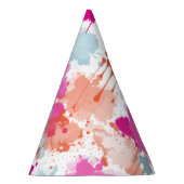 Oranje Roze Blauw Abstract Moderne Verfstreepjes Feesthoedjes (Rechts)