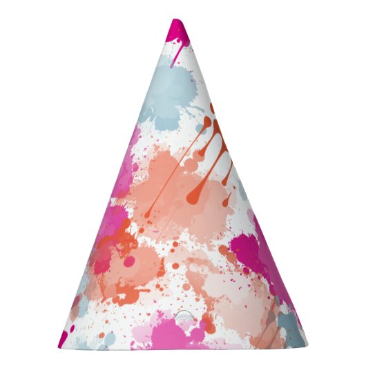Oranje Roze Blauw Abstract Moderne Verfstreepjes Feesthoedjes (Rechts)