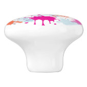 Oranje Roze Blauw Abstract Moderne Verfstreepjes Keramische Knop (Zijkant)