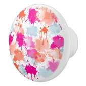 Oranje Roze Blauw Abstract Moderne Verfstreepjes Keramische Knop (Rechts)