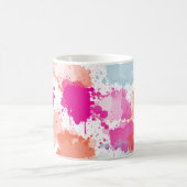Oranje Roze Blauw Abstract Moderne Verfstreepjes Koffiemok (Center)