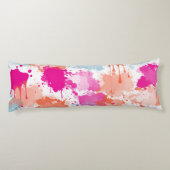 Oranje Roze Blauw Abstract Moderne Verfstreepjes Lichaamskussen (Achterkant)