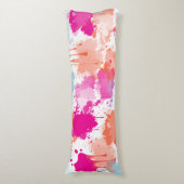 Oranje Roze Blauw Abstract Moderne Verfstreepjes Lichaamskussen (Voorkant Verticaal)