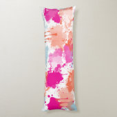 Oranje Roze Blauw Abstract Moderne Verfstreepjes Lichaamskussen (Achterkant (Verticaal))