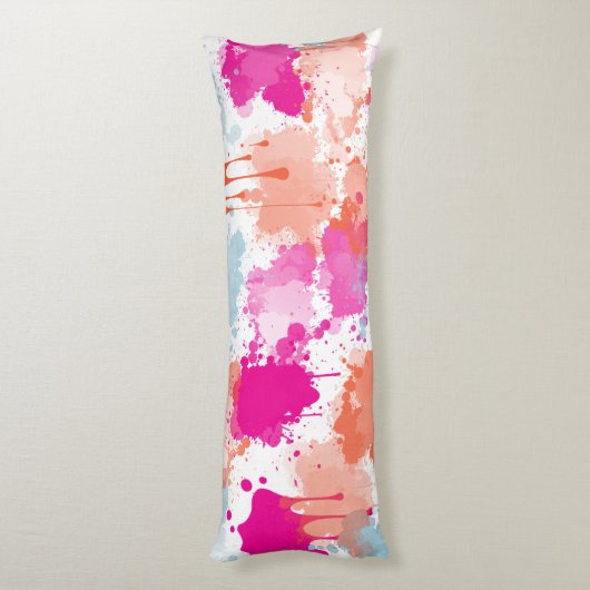 Oranje Roze Blauw Abstract Moderne Verfstreepjes Lichaamskussen (Achterkant (Verticaal))
