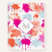 Oranje Roze Blauw Abstract Moderne Verfstreepjes Notitieboek (Voorkant)