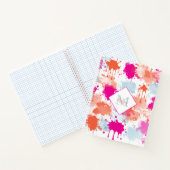 Oranje Roze Blauw Abstract Moderne Verfstreepjes Notitieboek (Binnen)