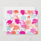 Oranje Roze Blauw Abstract Moderne Verfstreepjes Notitiekaartje (Achterkant)