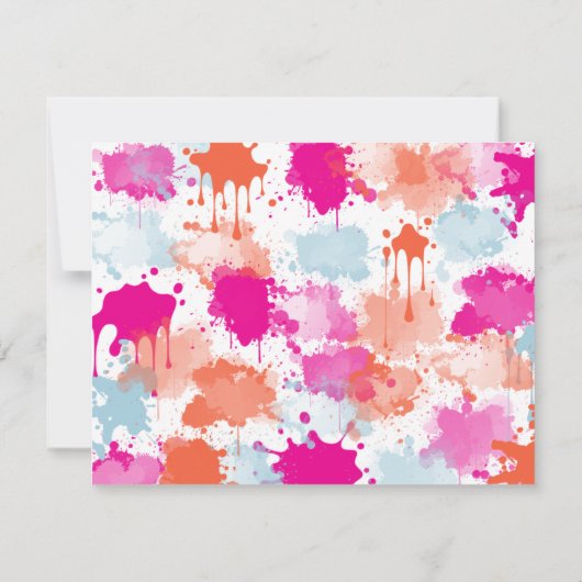 Oranje Roze Blauw Abstract Moderne Verfstreepjes Notitiekaartje (Achterkant)
