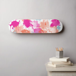 Oranje Roze Blauw Abstract Moderne Verfstreepjes Persoonlijk Skateboard
