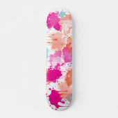 Oranje Roze Blauw Abstract Moderne Verfstreepjes Persoonlijk Skateboard (Voorkant)