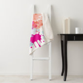 Oranje Roze Blauw Abstract Moderne Verfstreepjes Sherpa Deken (In situ)