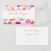 Oranje Roze Blauw Abstract Moderne Verfstreepjes Visitekaartje (Voorkant / Achterkant)