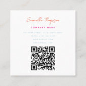 Oranje Roze Blauw Abstracte Moderne QR-code Vierkante Visitekaartje (Achterkant)