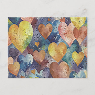 oranje roze blauw gele harten briefkaart